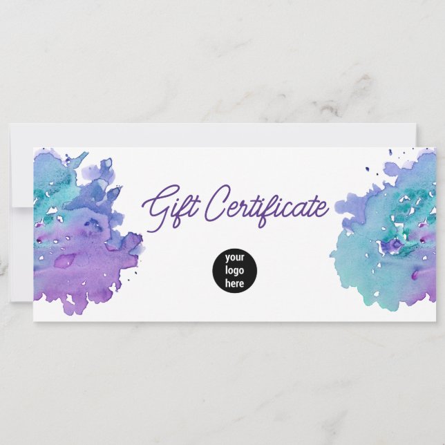 Purple Business Logo QR Code Certificat cadeau (Dos)