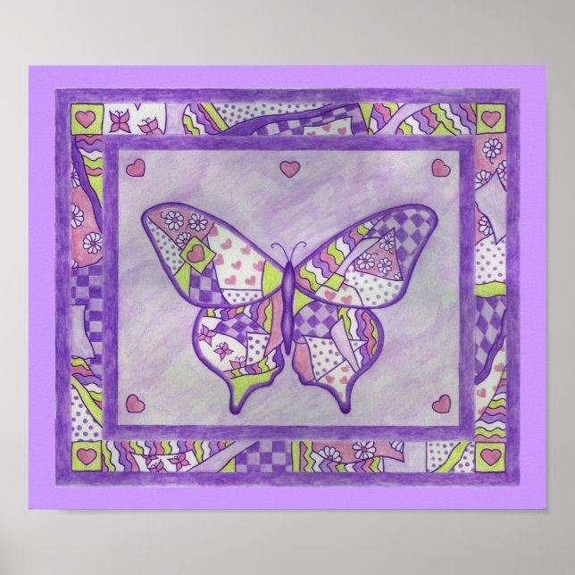 Purple Butterfly Quilt Poster (Devant)