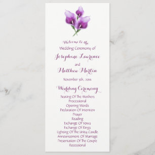 Purple Calla Lily Floral Mariage programmes de cér