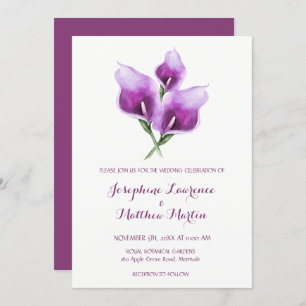 Purple Calla Lily Monogramme Mariage Invitations