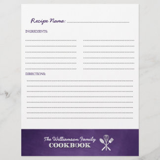 Purple Chalkboard Family Cookbook Classeur Insérer
