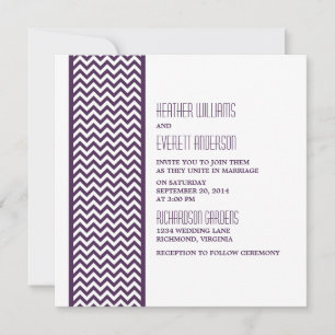 Purple Chevron Bordure Mariage Invitation