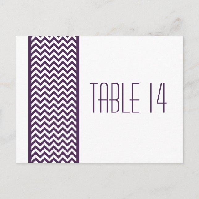 Purple Chevron Bordure Numéro de table Carte posta (Devant)