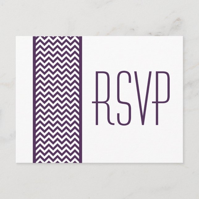 Purple Chevron Bordure RSVP carte postale (Devant)