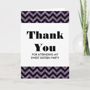 Purple Chevron Parties scintillant Sweet 16 Cartes