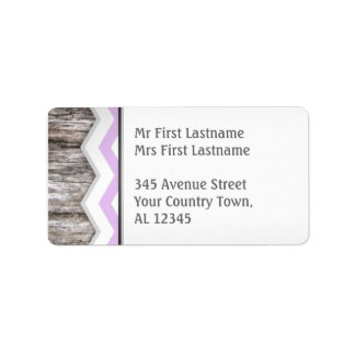 Purple Chevron & Wood Étiquettes de adresse rustiq