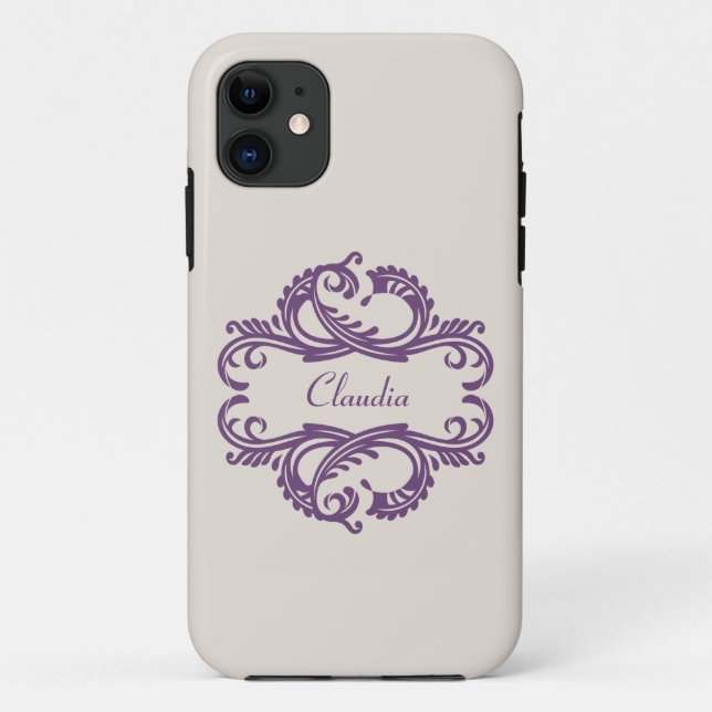 Purple Chic Damask BT iPhone 5 Coque (Dos)