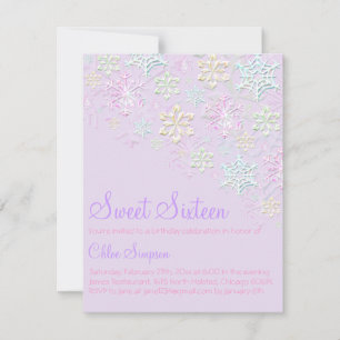 Purple Chic Snowflake Sweet16 Invitation