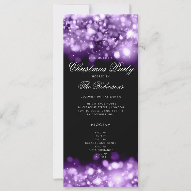 Purple Christmas Lights Invitation Programme et me (Devant)