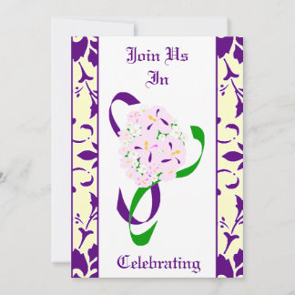 Purple, Citron, Mariage damassé Invitation