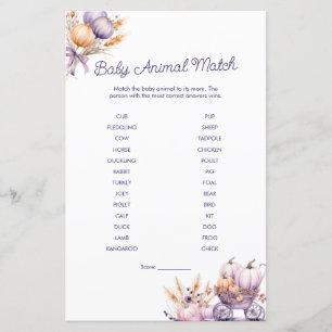 Purple Citrouille Baby Animal Match Baby shower Je