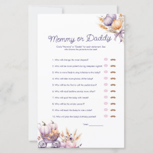 Purple Citrouille maman ou papa Baby shower Jeu