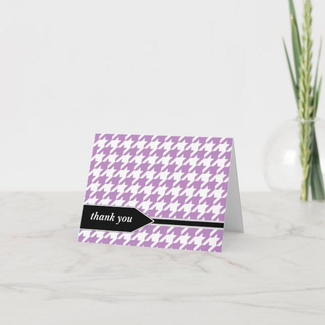 Purple Classy Houndstooth Merci Cartes (Devant)