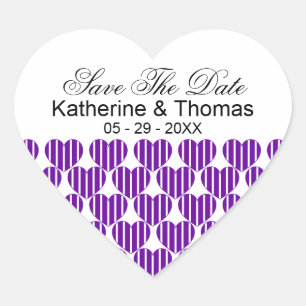 Purple Coeurs Rayés Sauvez Les Stickers Date