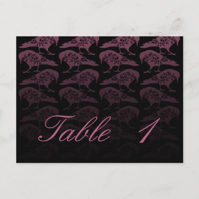 Purple Corbeau Mariage gothique Numéro de table (Devant)