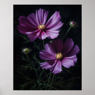 Purple Cosmos Fleurs Art Imprimer Poster