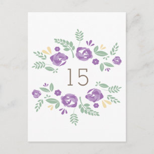 Purple Country Floral Numéro de table Carte postal