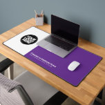 Purple | Custom Business Logo Name, Slogan<br><div class="desc">Create your own company workspace branded decoration with our ergonomic purple business Company Logo Desk Mat. This stylish, modern and professional desk mat allows you to personalize your boss, coworker or employee office in a unique way. Add corporate logo, name, profession, website, slogan, social media or any personalized text. A...</div>