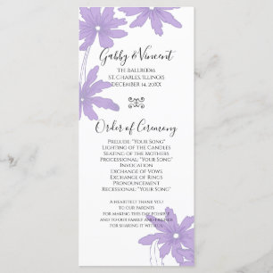 Purple Daisies sur le programme de mariage blanc