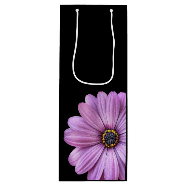 Purple Daisy sur Black WINE Sacs cadeaux (Devant)