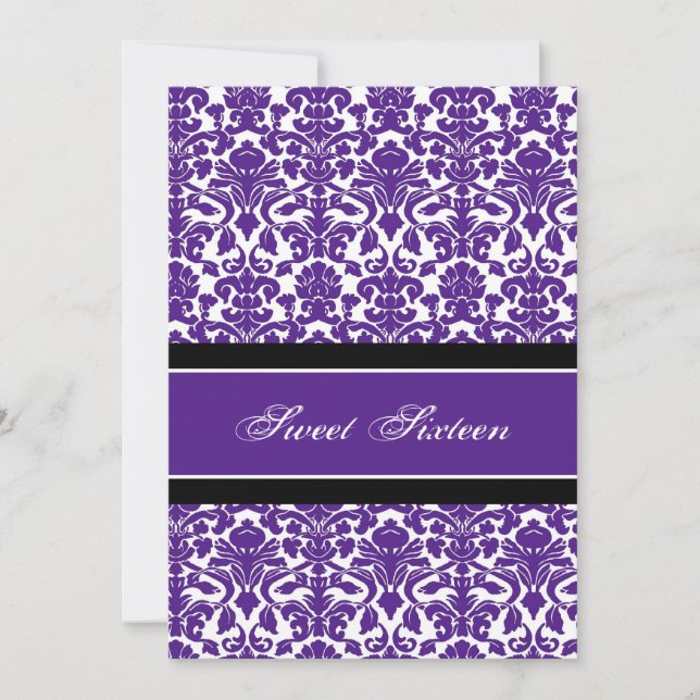 Purple Damask 16e anniversaire Invitations (Devant)