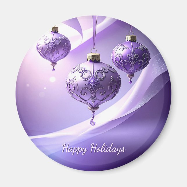 Purple Decorative Christmas Ball Holiday Magnet (Devant)
