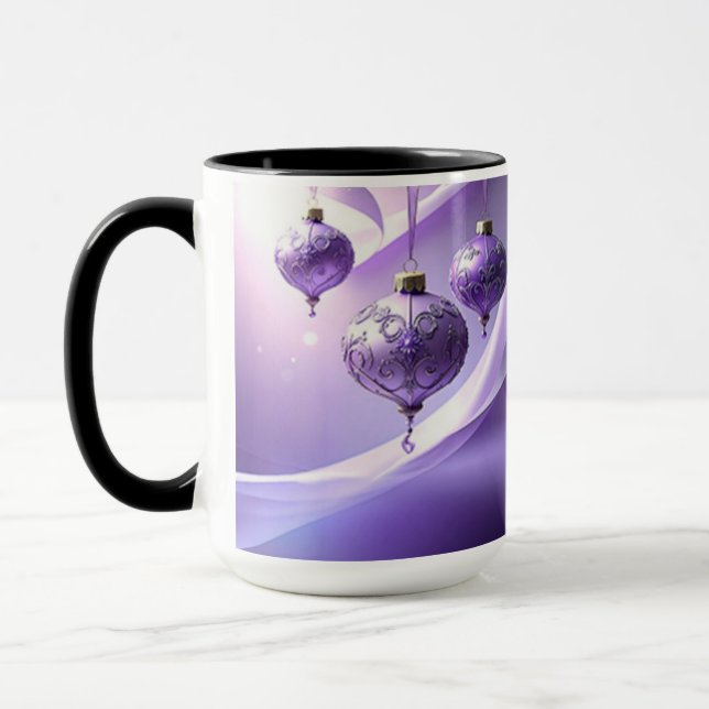 Purple Decorative Christmas Ball Holiday Mug (Gauche)