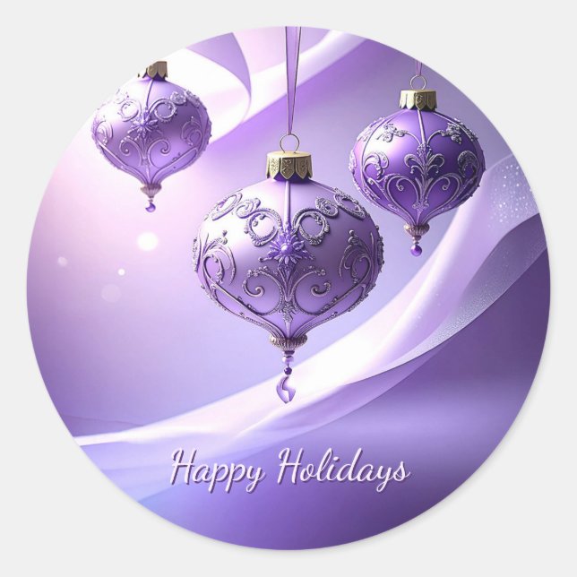 Purple Decorative Christmas Ball Holiday Sticker (Devant)