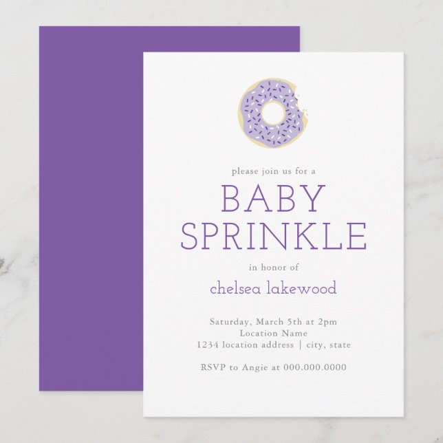 Purple Doughnut Baby Sprinkw Shower Invitation (Devant / Derrière)