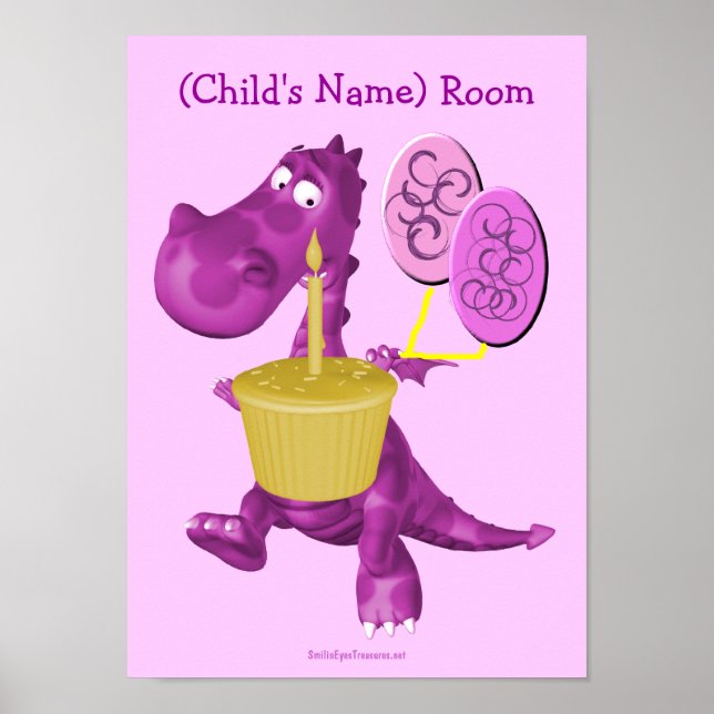 Purple Dragon Kids Room Poster mural personnalisé (Devant)