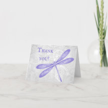Purple Dragonfly Mariage Merci Cartes