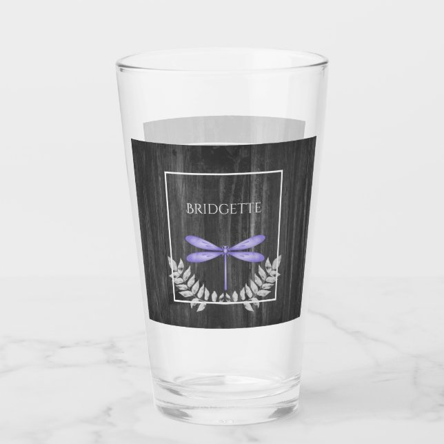 Purple Dragonfly Russe Personnalisé Verre (Devant)