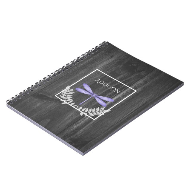 Purple Dragonfly Rustic Carnet personnalisé (Côté gauche)