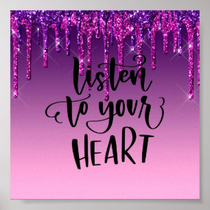 Purple Dripping Glitter Inspirational Quote Poster