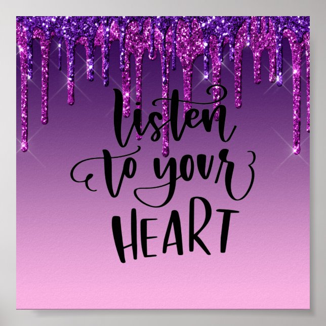 Purple Dripping Glitter Inspirational Quote Poster (Devant)