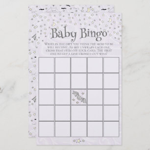 Purple Éffrayant mignon bébé Bingo Baby shower Jeu