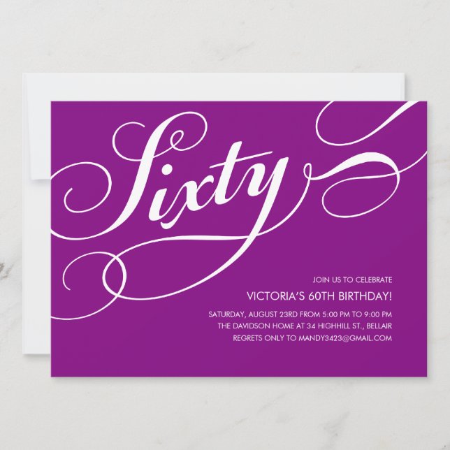 Purple Elegant 60e anniversaire Invitation (Devant)