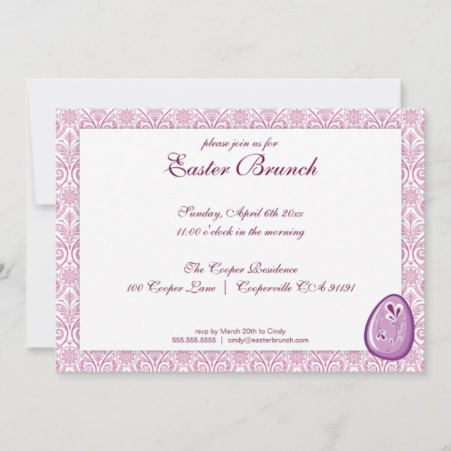 Purple Elegant Brunch de Pâques Invitation (Devant)