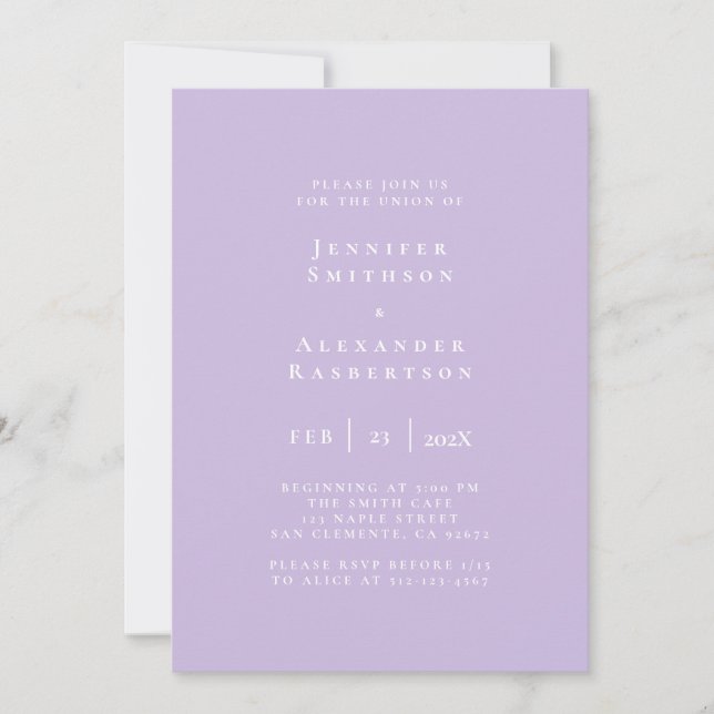 Purple Elegant Mariage Invitation (Devant)