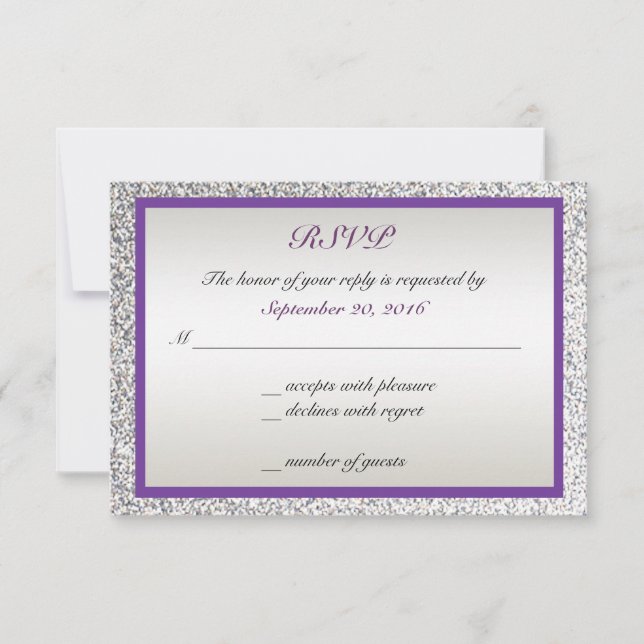 Purple - Élégant Mariage Pailleté RSVP (Devant)