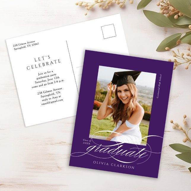 Purple Elegant Script Graduation Party Invitation (Créateur téléchargé)