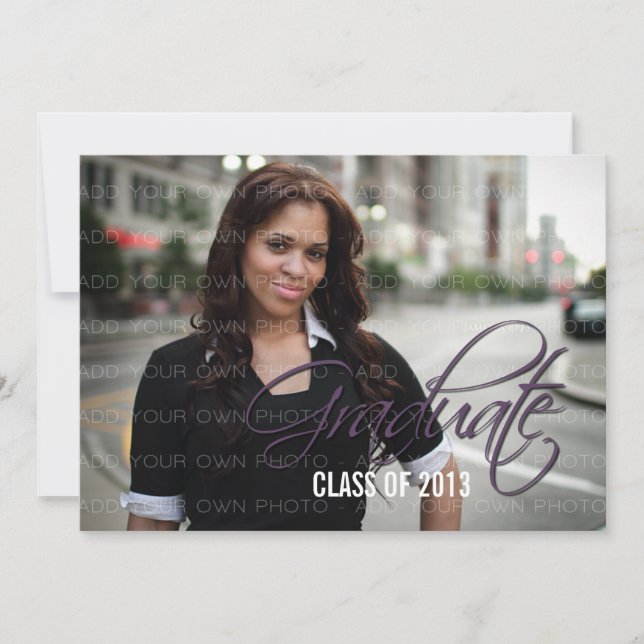 Purple Elegant Script Photo Invitation (Devant)