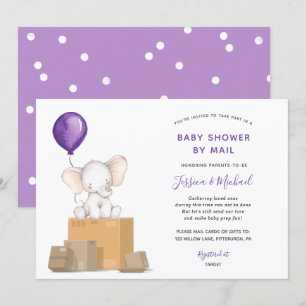 Purple Elephant Baby shower par invitation par cou
