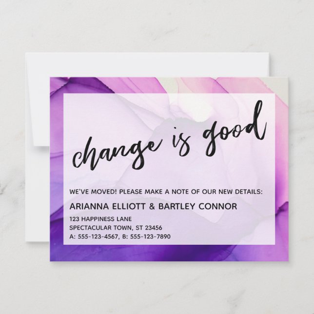 Purple Enks Change est bon Faire-part de déménagem (Devant)