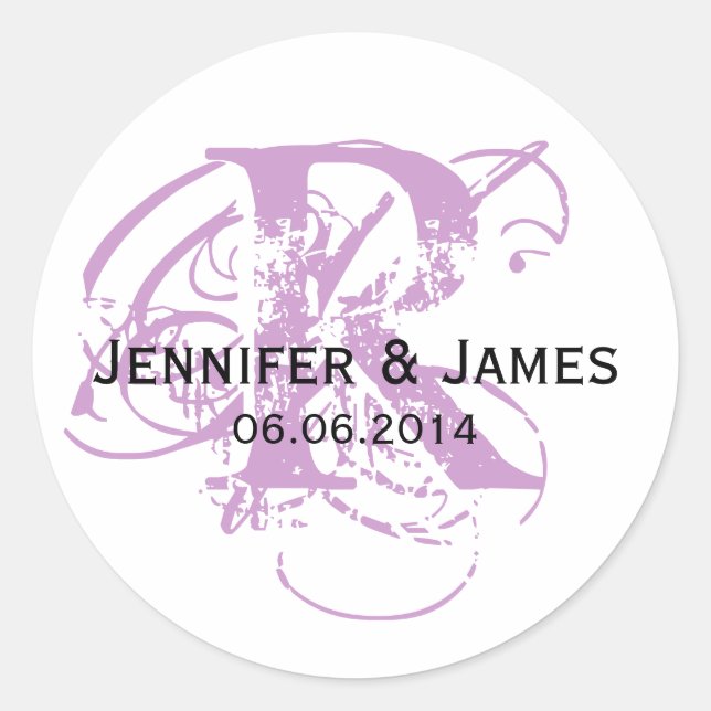 Purple Enregistrer la date Mariage Favor Stickers (Devant)