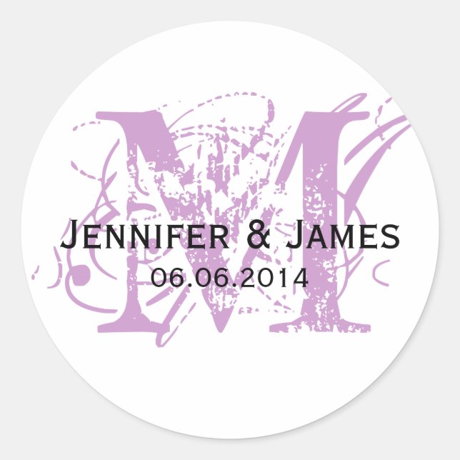 Purple Enregistrer la date Mariage Favor Stickers (Devant)