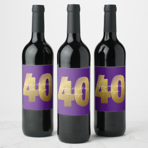Purple et Gold 40e Anniversaire Vin Étiquette