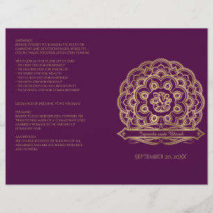 Purple et Gold Mandala Programme de mariage hindou