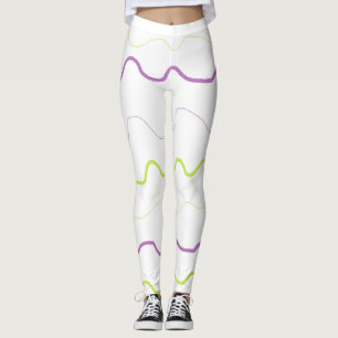 Purple et Lime Green Squiggle Leggings Abstraits