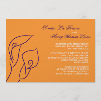 Purple et Orange Calla Lilies Faire-part de mariag